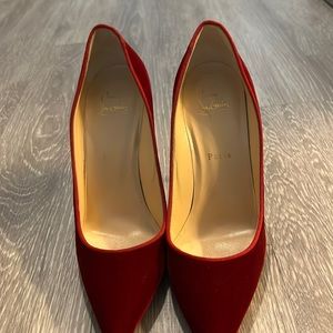 Christian Louboutin red velvet heels